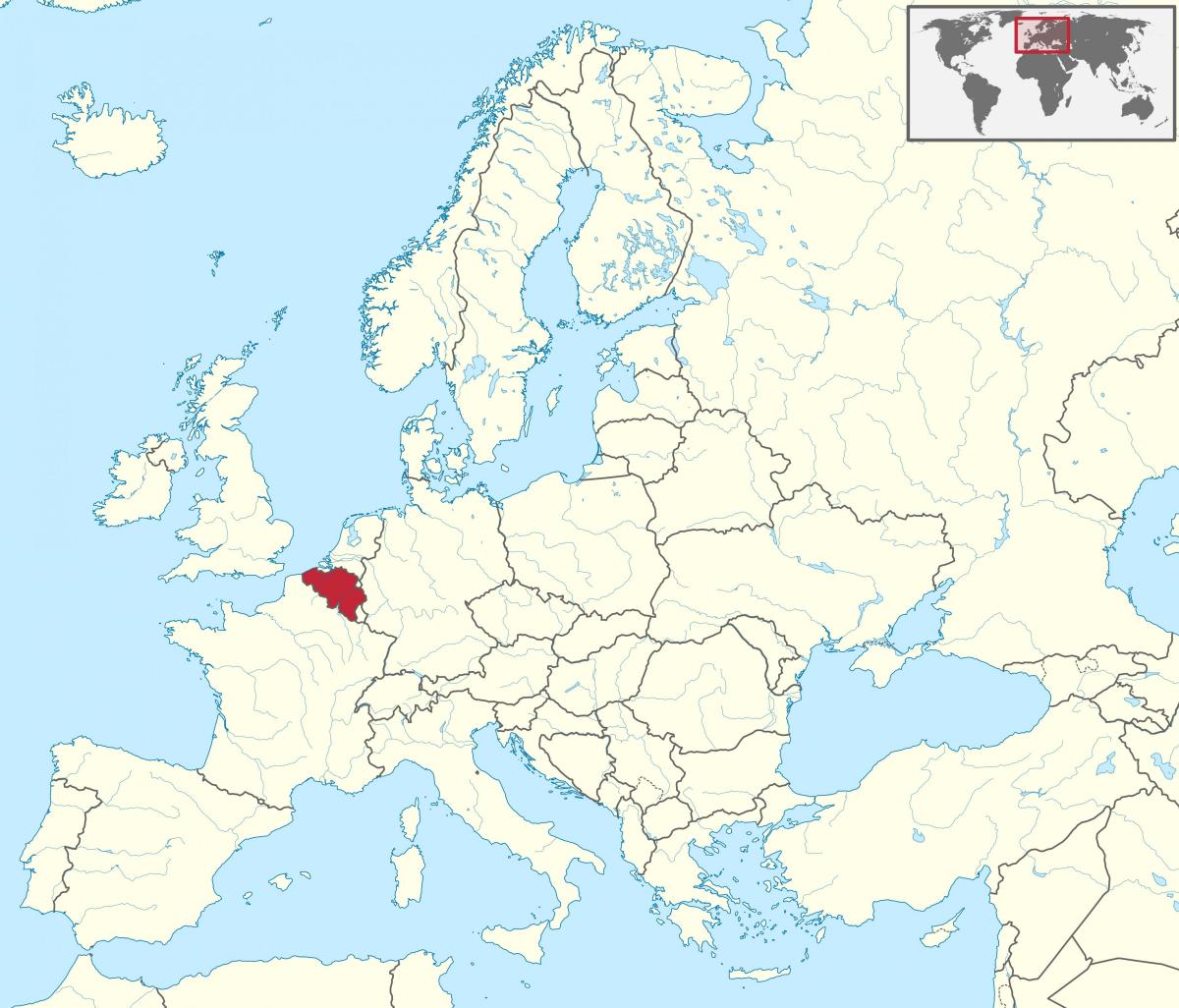 Karte von Belgien und Europa