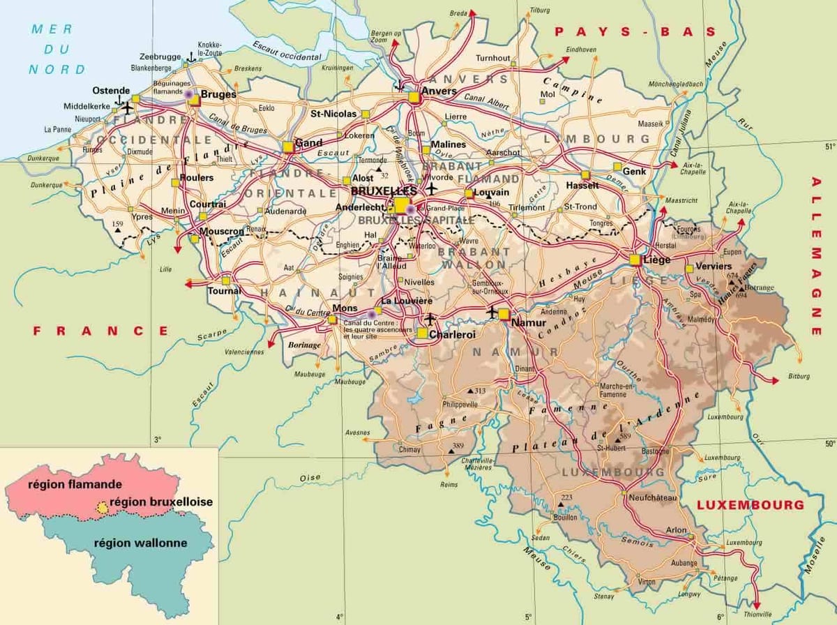 Karte der Ardennen-Belgien