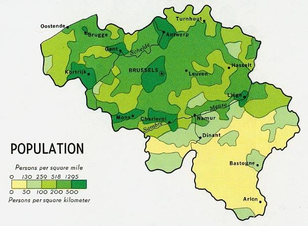 Karte von Belgien Bevölkerung