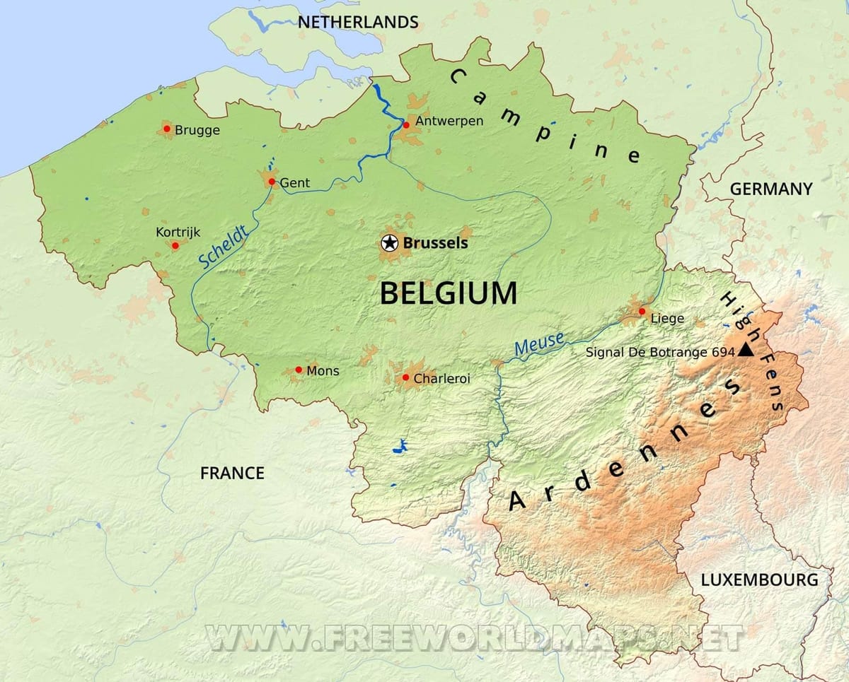 Karte von Belgien-Geographie