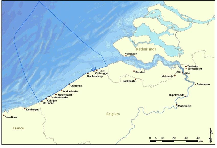 Karte von Belgien Küste