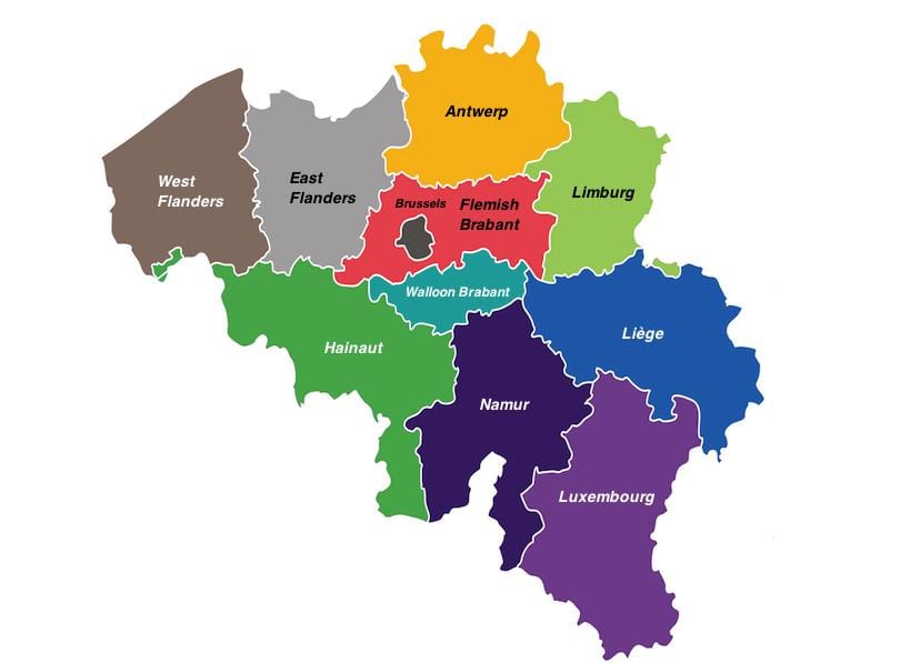 Belgien Provinzen Karte