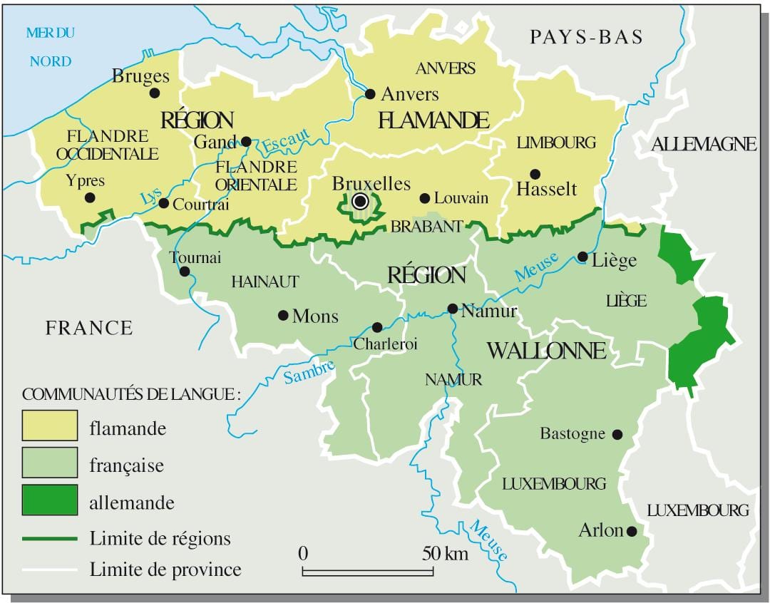 Französisch Sprechende Belgien Karte