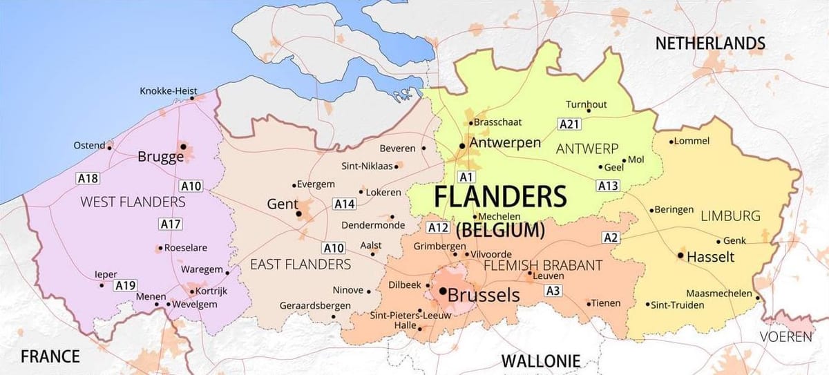 Karte Flandern, Belgien