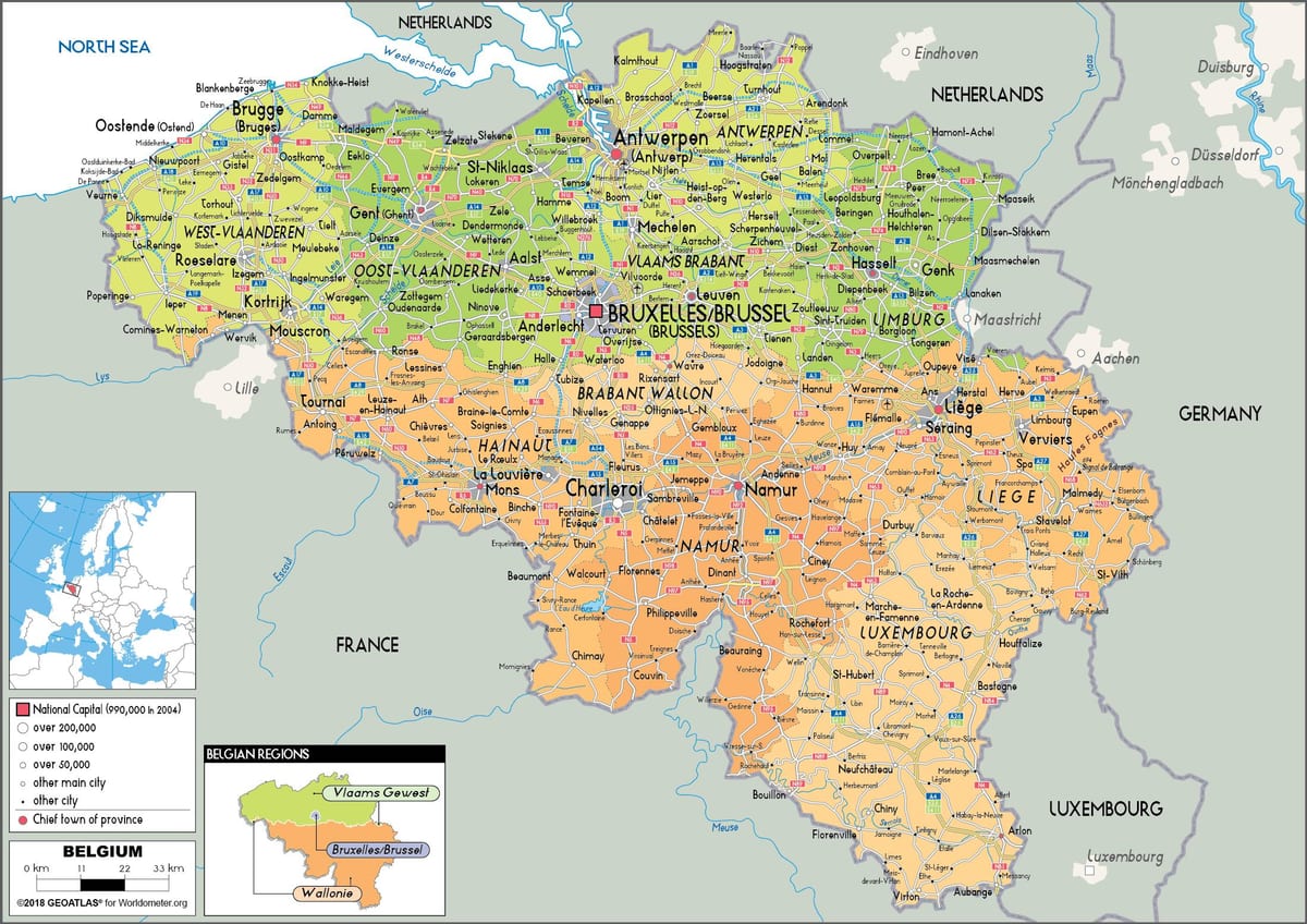 Karte von Belgien, politisch