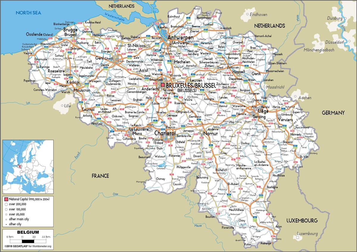 Karte der Straße, Belgien