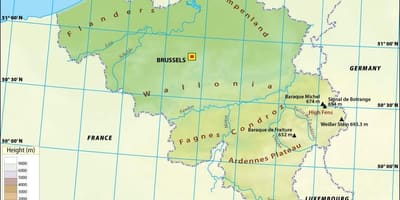 Karte von Belgien Höhe