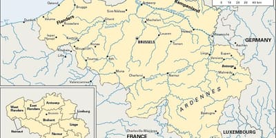 Karte von Belgien und den umliegenden Ländern
